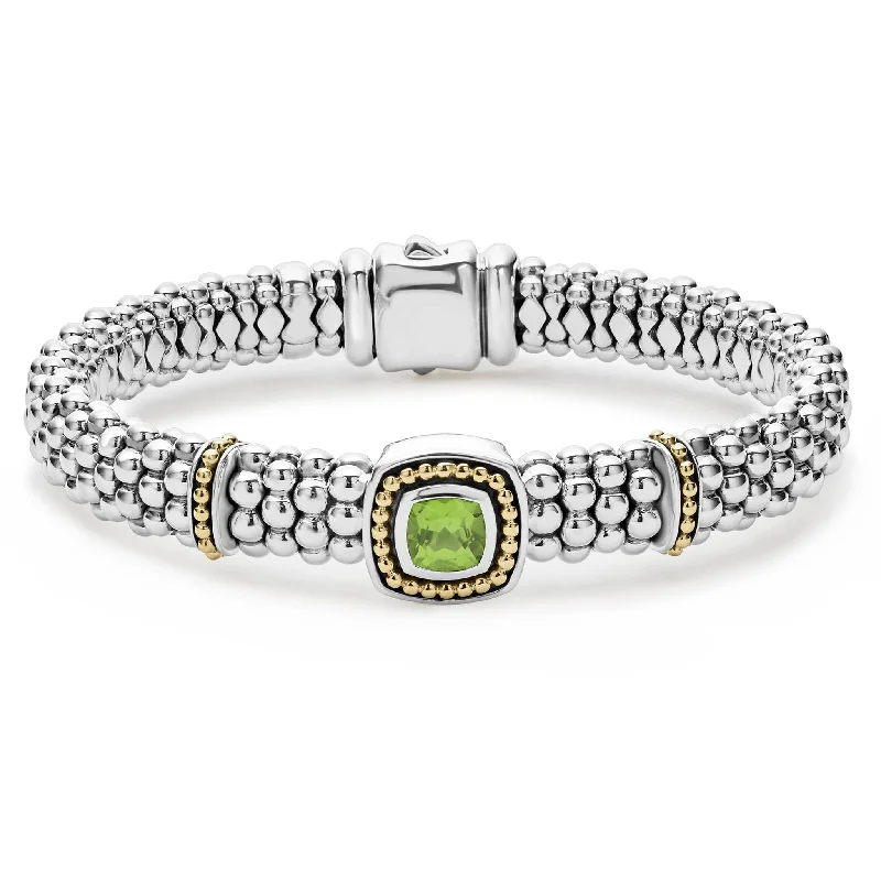 chain link bracelets for women -Rittenhouse Peridot Caviar Bracelet | 9mm