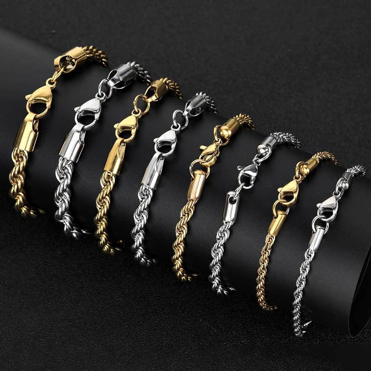 bar bracelets for women -Hip-hop Geometric Stainless Steel Plating 18k Gold Plated Bracelets