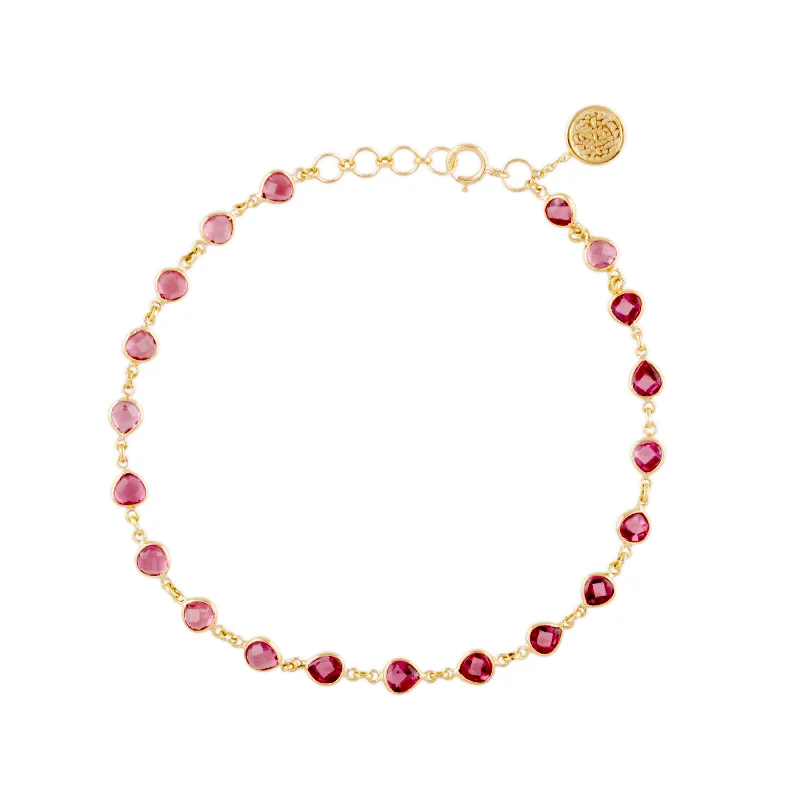 pearl charm bracelets for women -Rhodolite Tabiz Shape Bracelet In 18K Yellow Gold