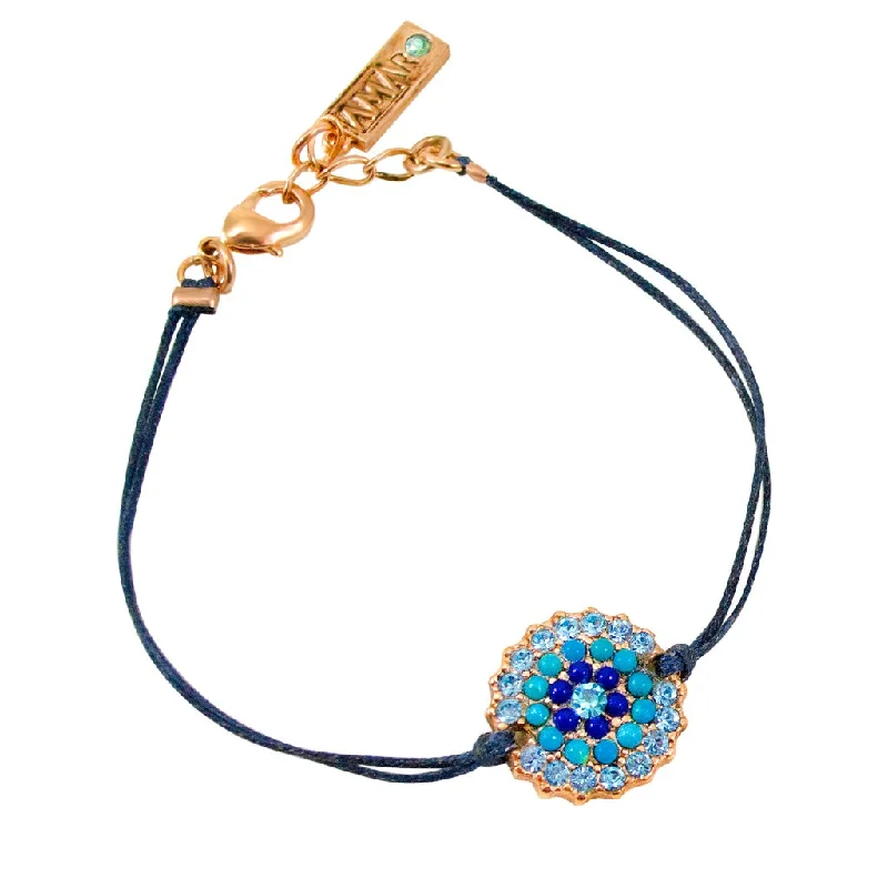 leather wrap bracelets for women -Turquoise Burst Medallion Cord Bracelet by AMARO