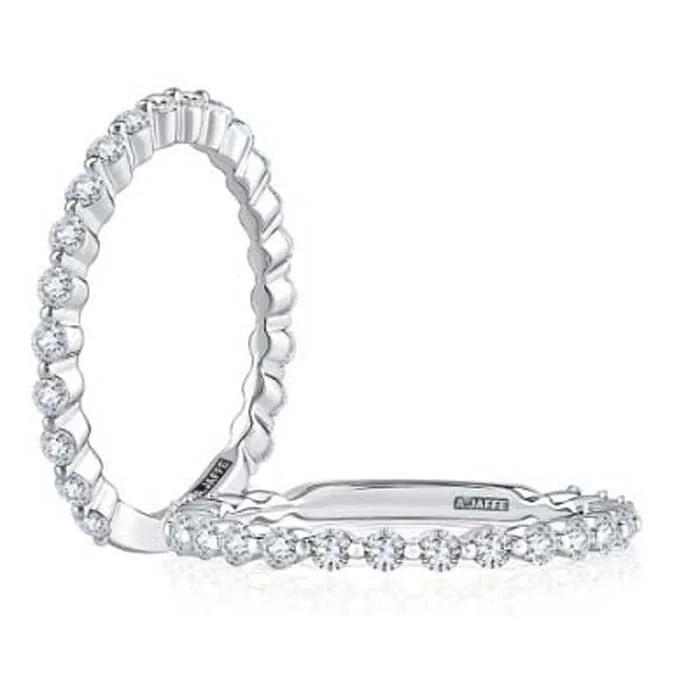 affordable engagement rings for women -A. Jaffe Single Shared Prong Wedding Band in 14K White Gold