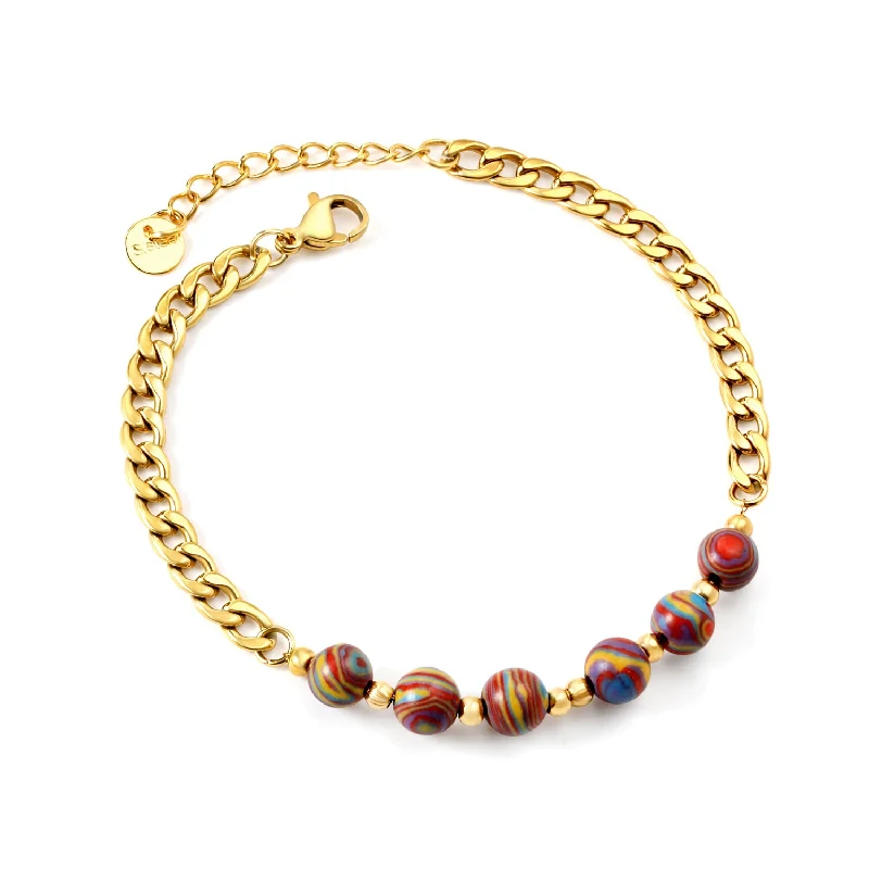 Colorful Natural Stone Bracelet Gold Br26970mg