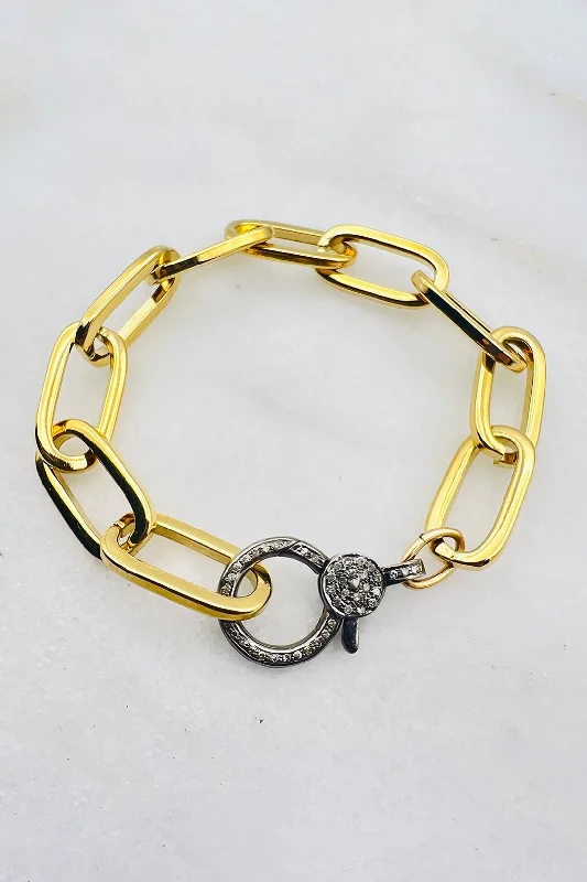 gold-plated bracelets for women -KINNEY DIAMOND LOBSTER CLASP BRACELET