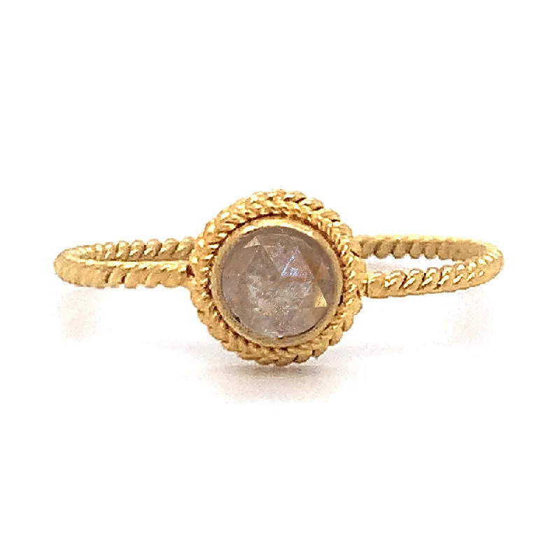 flower inspired engagement rings for women -Yellow Gold & Grey Rose Cut Diamond Ring - "Crepuscular"