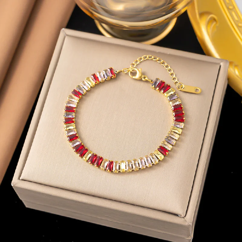 [Sle2070] Colorful Crystals Bracelet Gold