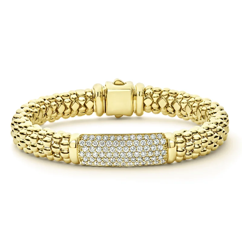 high-end bracelets for women -Caviar Gold 18K Gold Diamond Bracelet | 9mm