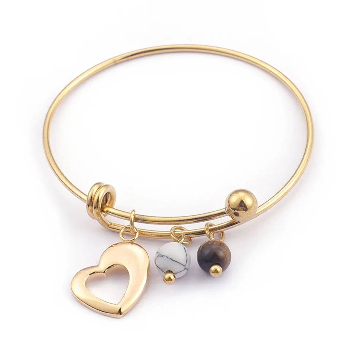 minimalist cuff bracelets for women -Simple Stainless Steel Gold-plated Heart Pendant Bracelet Wholesale Gooddiy