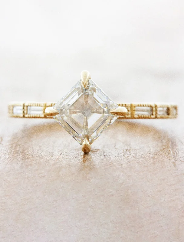 14k gold engagement rings for women -Afrik - Asscher