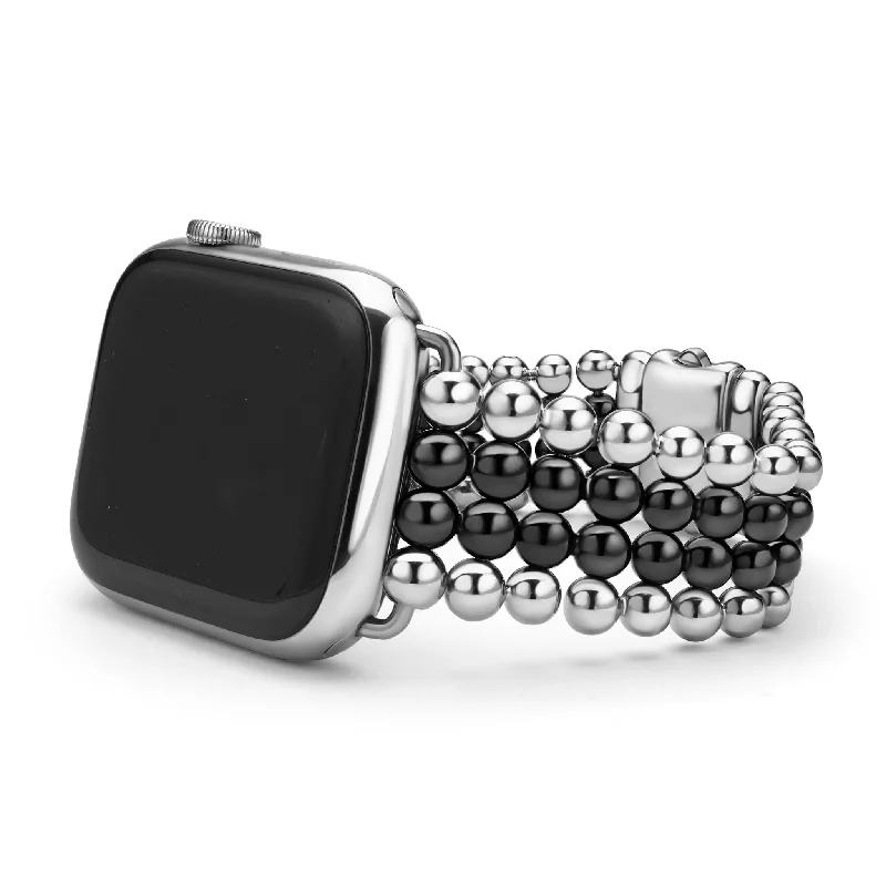 animal-themed bracelets for women -Smart Caviar Black Ceramic and Stainless Steel Infinite Watch Bracelet-42-49mm