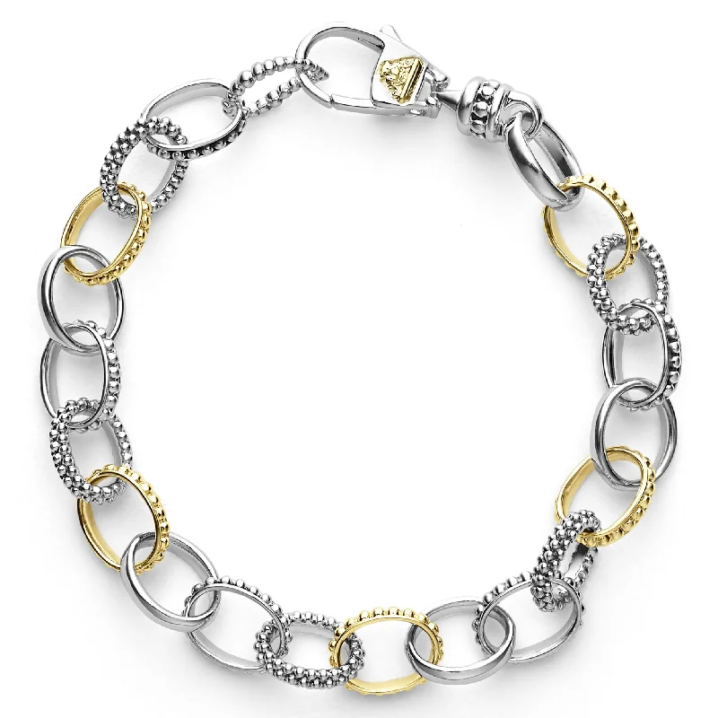 bar bracelets for women -Signature Caviar Two-Tone Caviar Link Bracelet