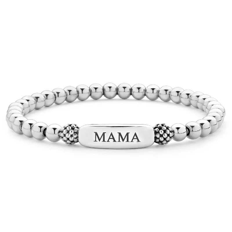 engraved bracelets for women -Signature Caviar Mama Stretch Bead Bracelet