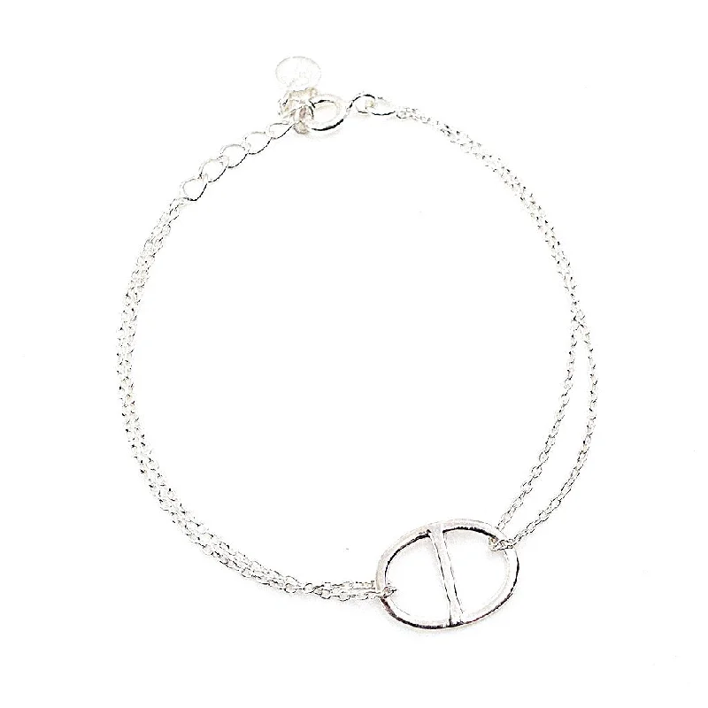 rose gold bracelets for women -Delicate Split Circle Chain Silver Bracelet