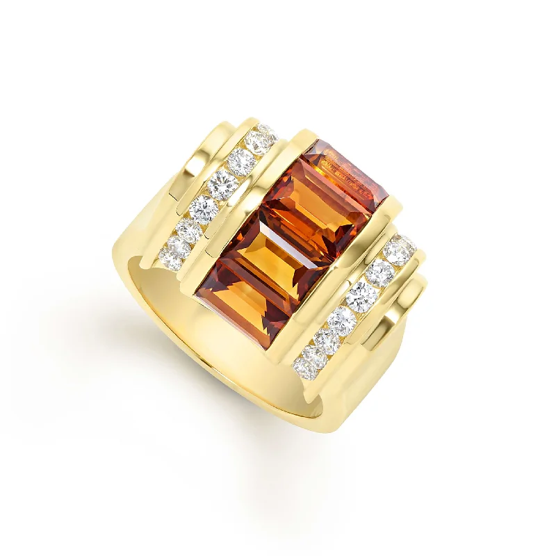 geometric engagement rings for women -Studio 18K Gold Citrine and Diamond Ring