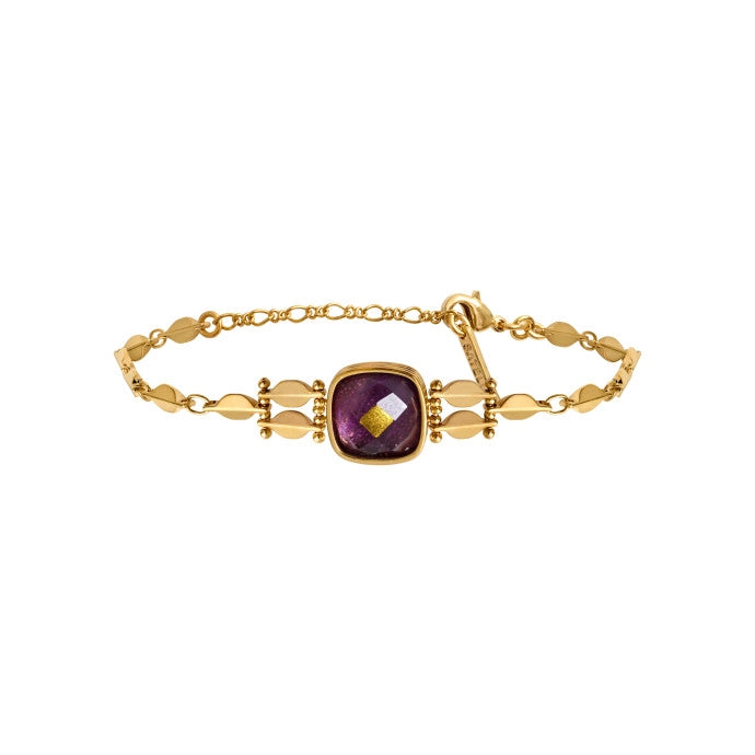 celestial bracelets for women -Dainty Gold Amethyst Chain Bracelet by Satellite Paris