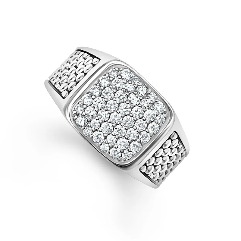 vintage engagement rings for women -Anthem Caviar Beaded Square Diamond Ring