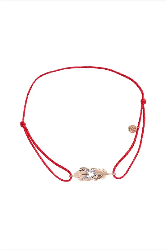 charm bracelets for women -Dream Star Feather Red Cord Bracelet