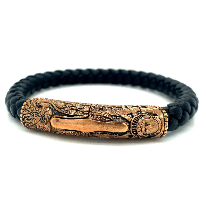 braided bracelets for women -Bronze and Leather Bracelet Cuff -"Bryce Canyon"