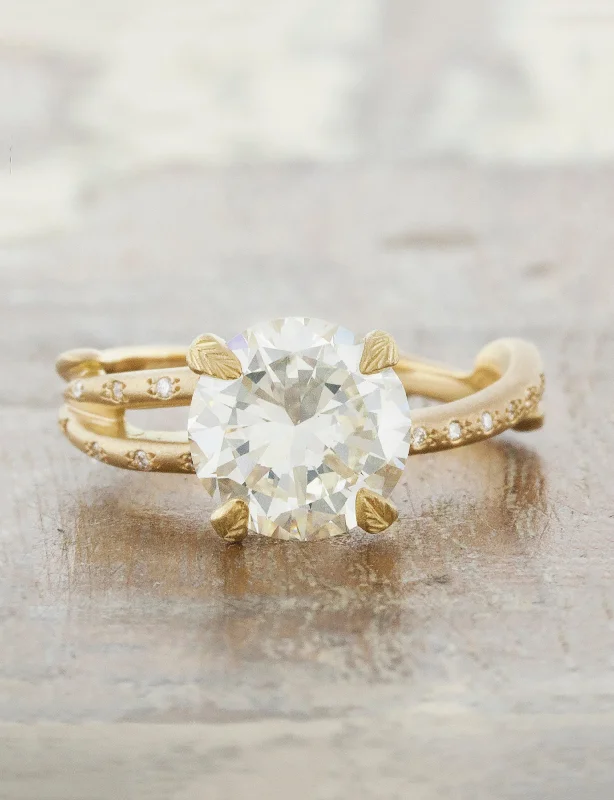 three stone engagement rings for women -BrieBella - Round