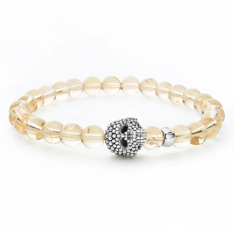 multi-strand bracelets for women -Anthem Citrine Skull Bracelet