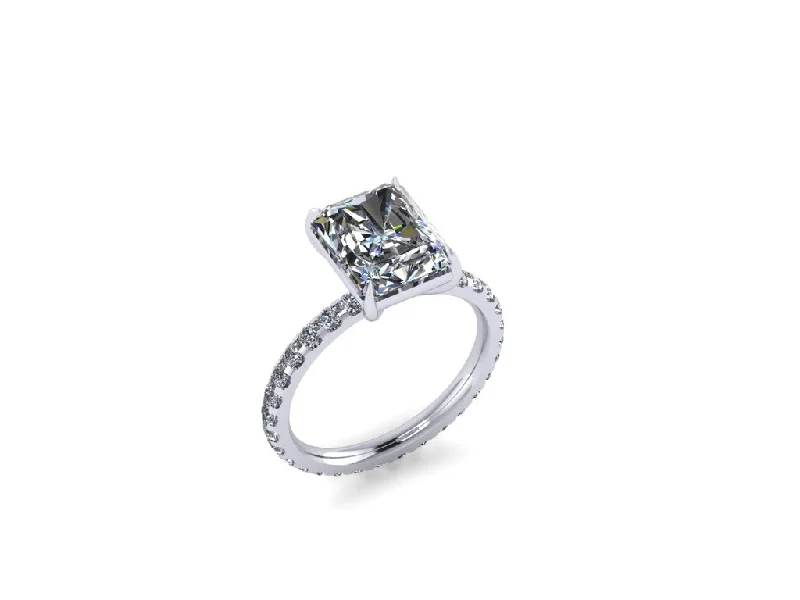 heirloom quality engagement rings for women -Radiant Cut Diamond on Pavé Band