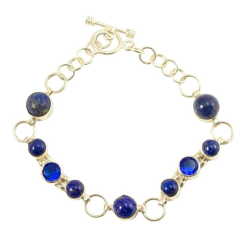 gold diamond bangles for women -Lapis Lazuli Silver Bracelet from Taxco, Mexico