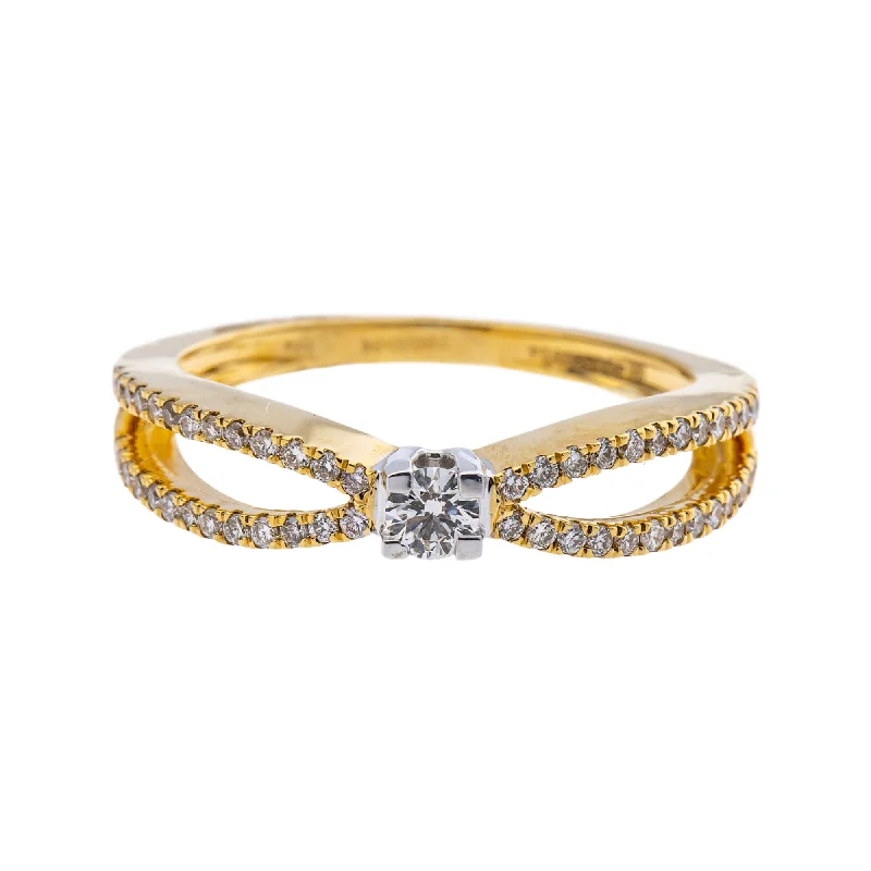 adjustable engagement rings for women -18K Multi-Tone Gold & 0.34 Carat Diamond Ring in Size 6.5 (3.2gm)