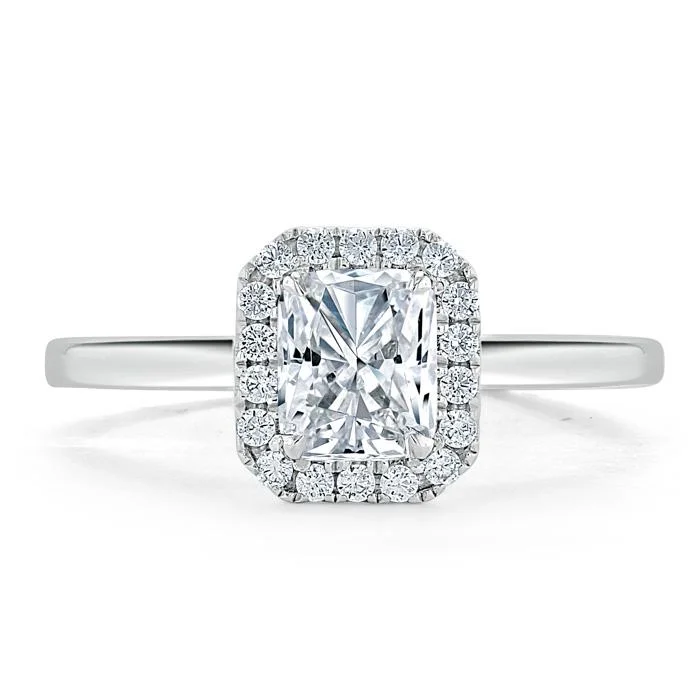 adjustable engagement rings for women -Radiant Cut Moissanite Halo Engagement Ring