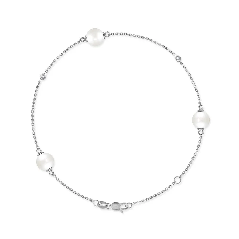 rope chain bracelets for women -White Akoya Pearl Bracelet