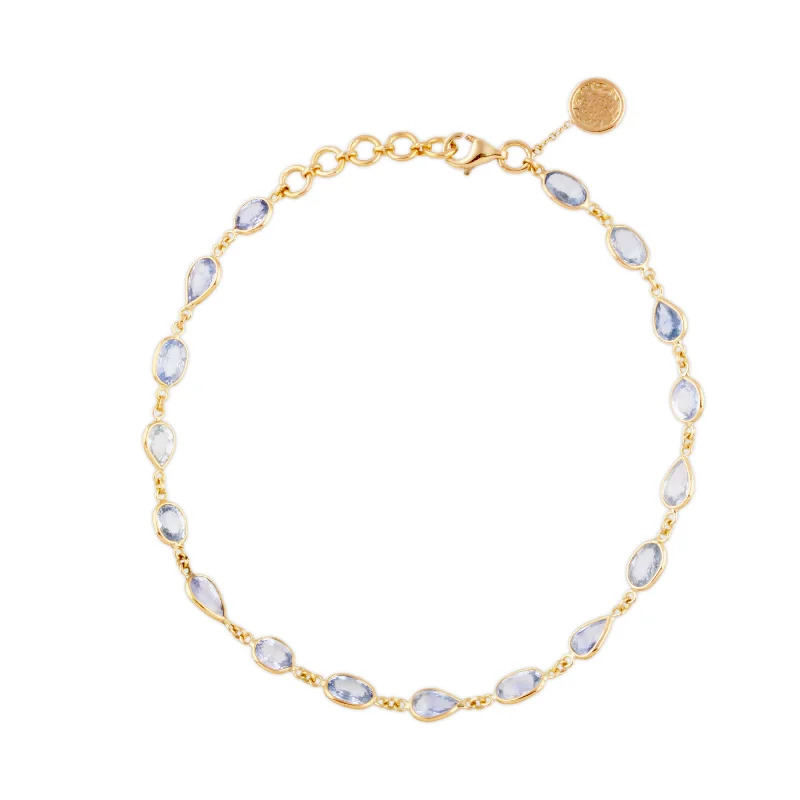 geometric bracelets for women -Blue Sapphire Mix Shape Link to Link Bracelet In 18K Yellow Gold