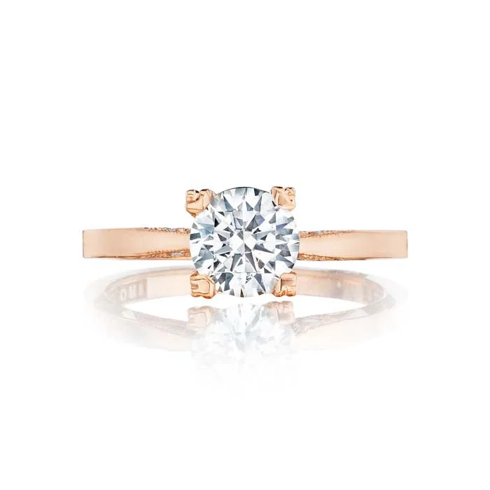 personalized engagement rings for women -Tacori Simply Pretty in Pink Collection Engagement Ring Semi Mount 18K Rose Gold with .05CTW Diamonds