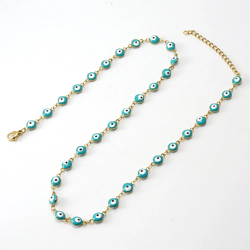 Necklace round Eye Beads Light Green