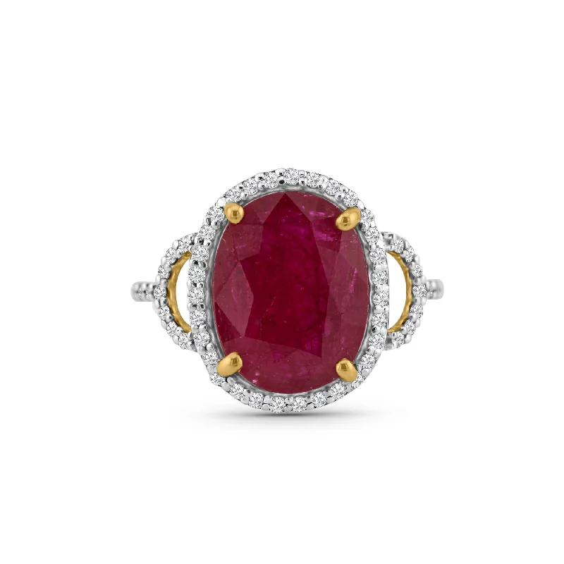 twisted engagement rings for women -Ruby & Diamond Ring In 18K Yellow Gold