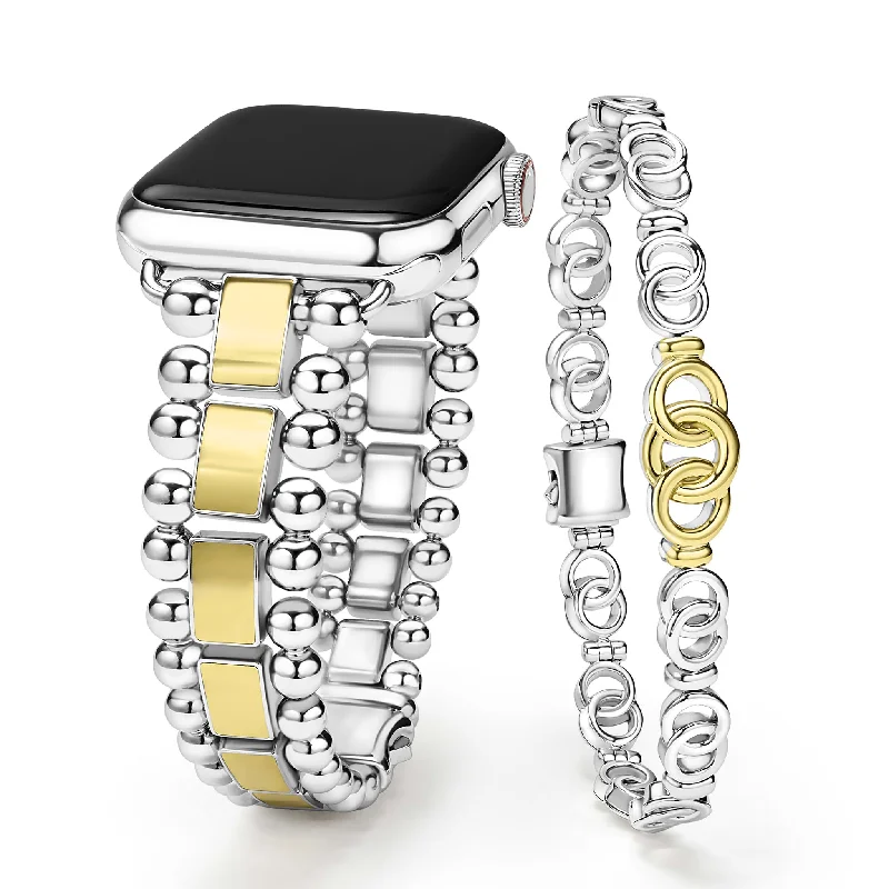 bridesmaid bracelets for women -Smart Caviar Two-Tone Interlocking Bracelet Gift Set