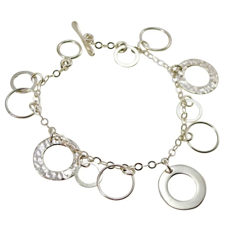 wedding set bracelets for women -Silver Ring Charm Bracelet from Taxco, Mexico