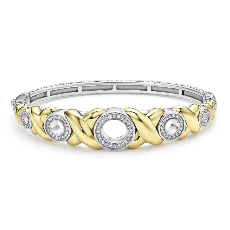 bangle bracelets for women -Embrace 18K Gold XO Diamond Bracelet