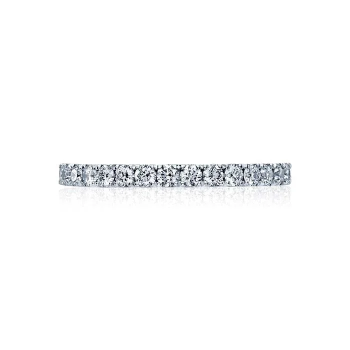 stackable engagement rings for women -Tacori Clean Crescent Collection Wedding Band 18K White Gold Ring with Diamonds