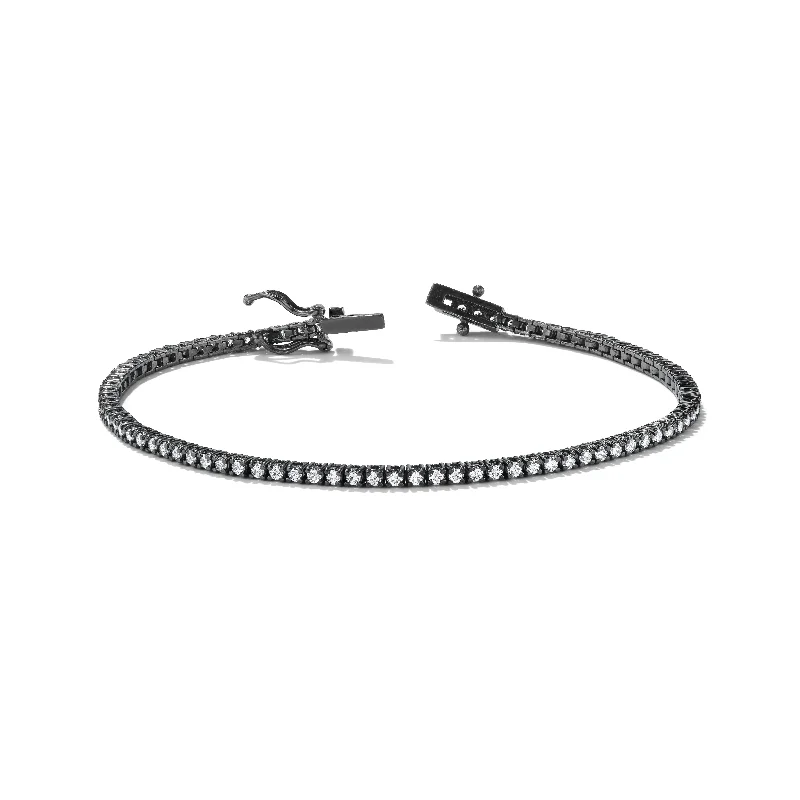 leather wrap bracelets for women -Tennis Bracelet in Black Metal