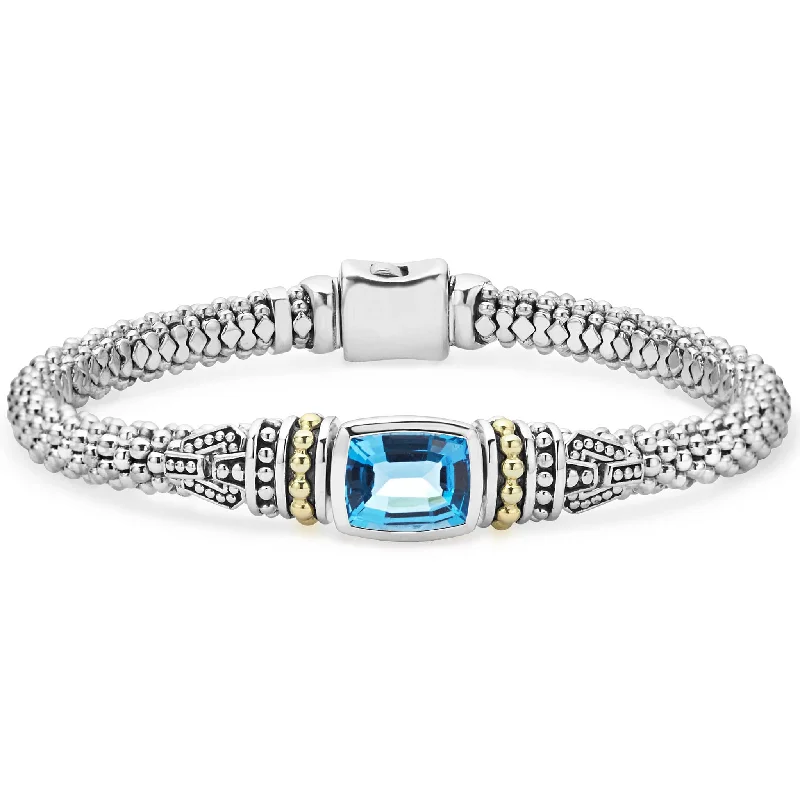 opal bracelets for women -Caviar Color Swiss Blue Topaz Caviar Bracelet | 6mm