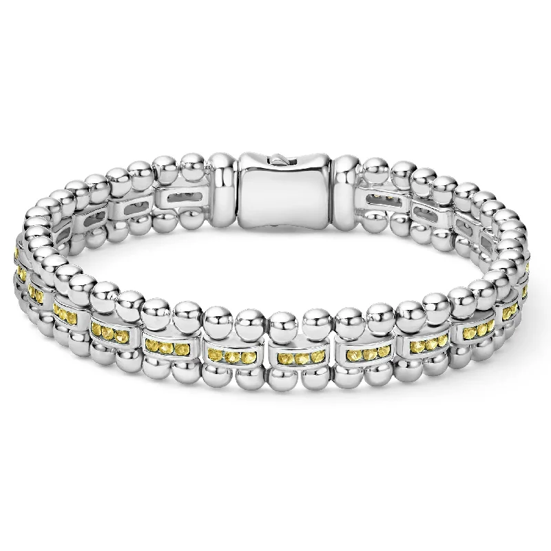 silver bracelets for women -Caviar Spark Yellow Sapphire Link Bracelet