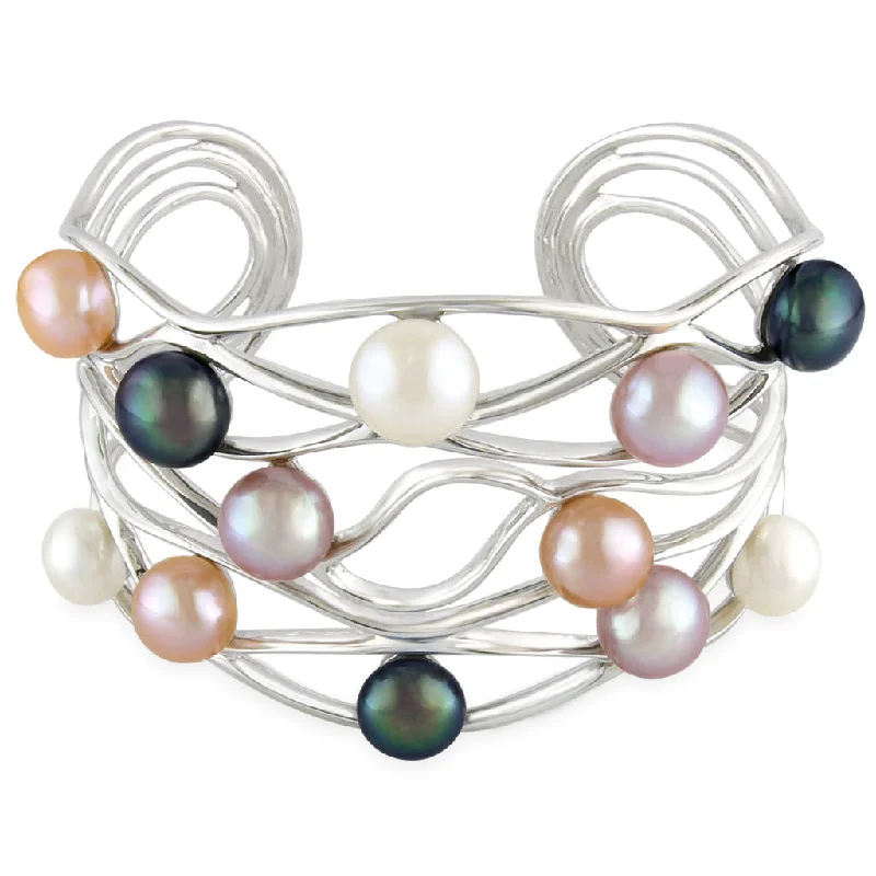 handcrafted gemstone bracelets for women -Freshwater Pearl Cuff Bracelet