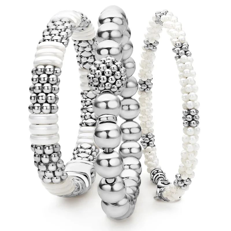 animal-themed bracelets for women -White Caviar White Ceramic Caviar Bracelet Gift Set