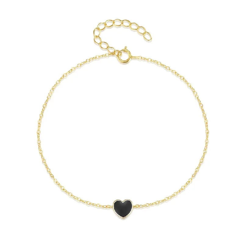 hammered bangles for women -Clouds Black Love Heart Bracelet