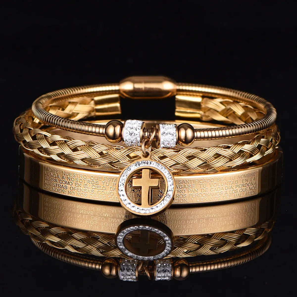 gold bracelets for women -Glam Cross Stainless Steel Plating Bracelets