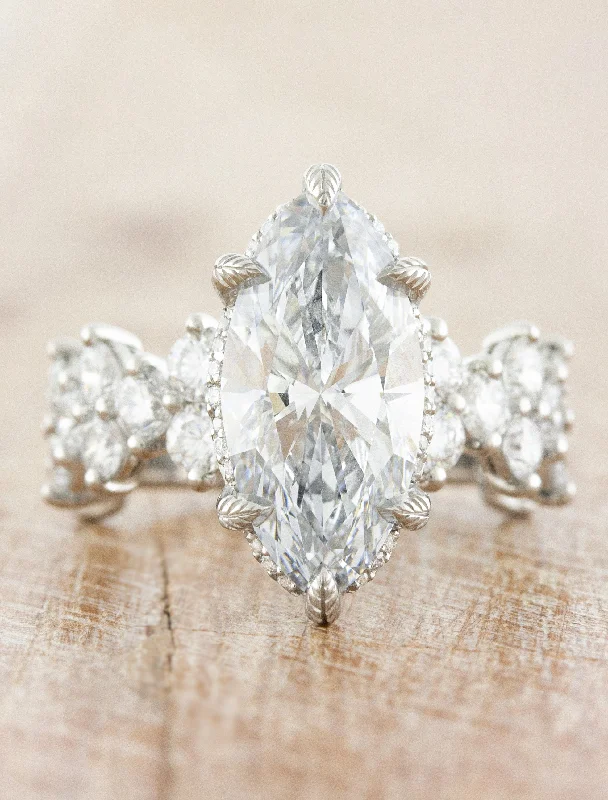 flower inspired engagement rings for women -Caterina - Marquise