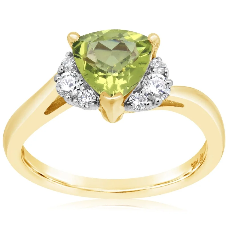 flower inspired engagement rings for women -Trillion Peridot & Diamond Ring