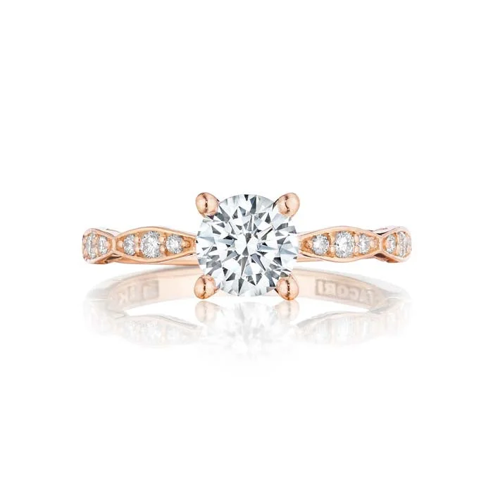 cluster engagement rings for women -Tacori Sculpted Crescent Pretty in Pink Collection Engagement Ring Semi Mount 18K Rose Gold with Diamonds