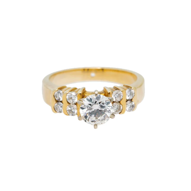 split band engagement rings for women -14k Yellow Gold & 1.25ct Diamond Ring (5.7gm)