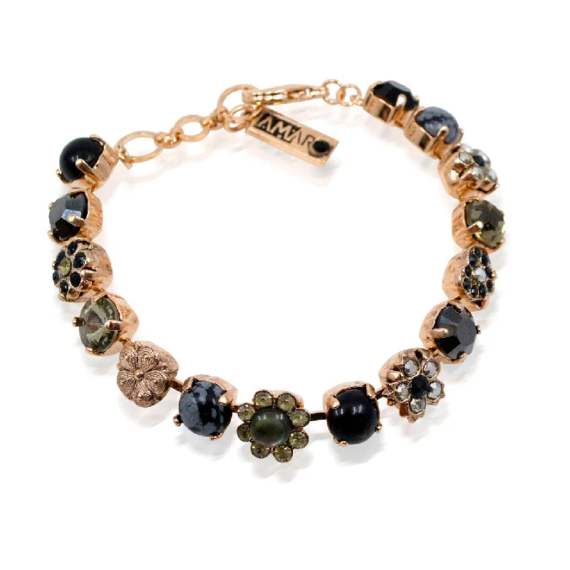 bridesmaid bracelets for women -Black Onyx and Crystal Gold Plated Bracelet by AMARO