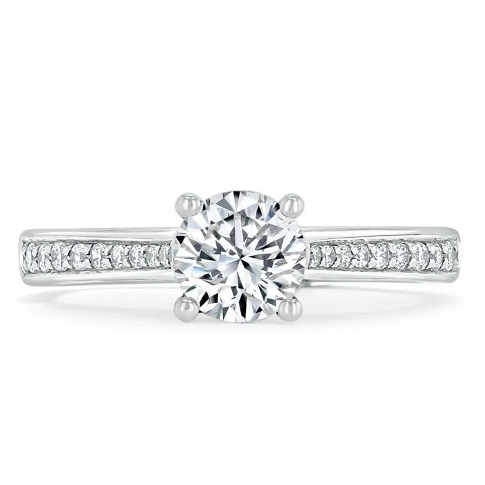 heirloom quality engagement rings for women -Round Cut Moissanite Engagement Ring, Classic Style