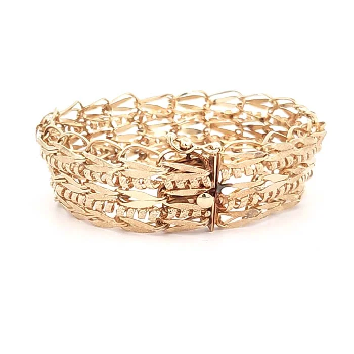 rose gold bracelets for women -Estate Multi-Row Fancy Link Bracelet in 14K Yellow Gold